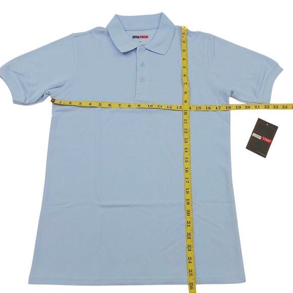 Jump Start Uniform Polo Shirt Youth 14 Baby Blue Cotton Blend Short Sleeve - Picture 9 of 9